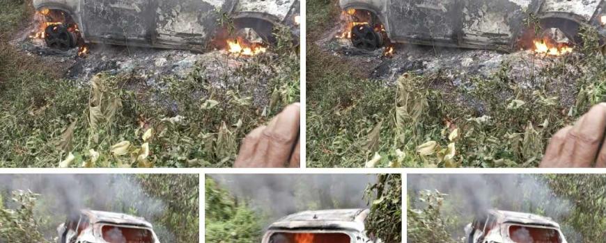 झापा चाराली जङ्गलमा जलेको अवस्थामा गाडी फेला, चालक भने अझै बेपत्ता झापा चाराली जङ्गलमा जलेको अवस्थामा गाडी फेला, चालक भने अझै बेपत्ता