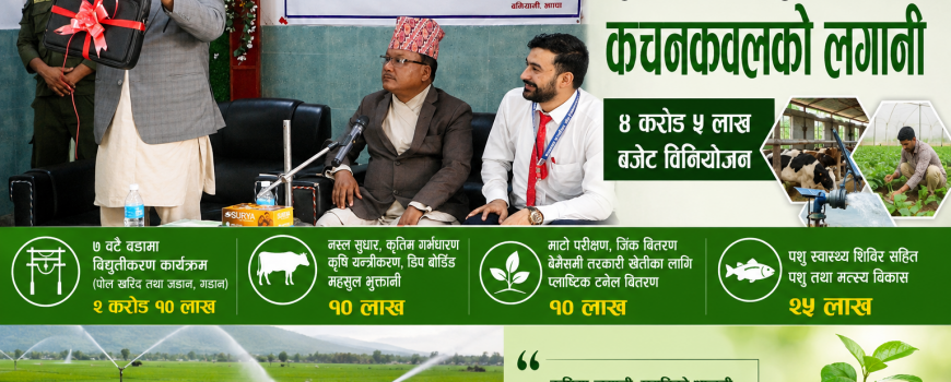 ‘खेत-खेतमा बिजुली, कृषिमा उजेली’ अभियानमा कचनकवलको जोड : कृषि तथा पशु क्षेत्रमा ४ करोड ५ लाख विनियोजन